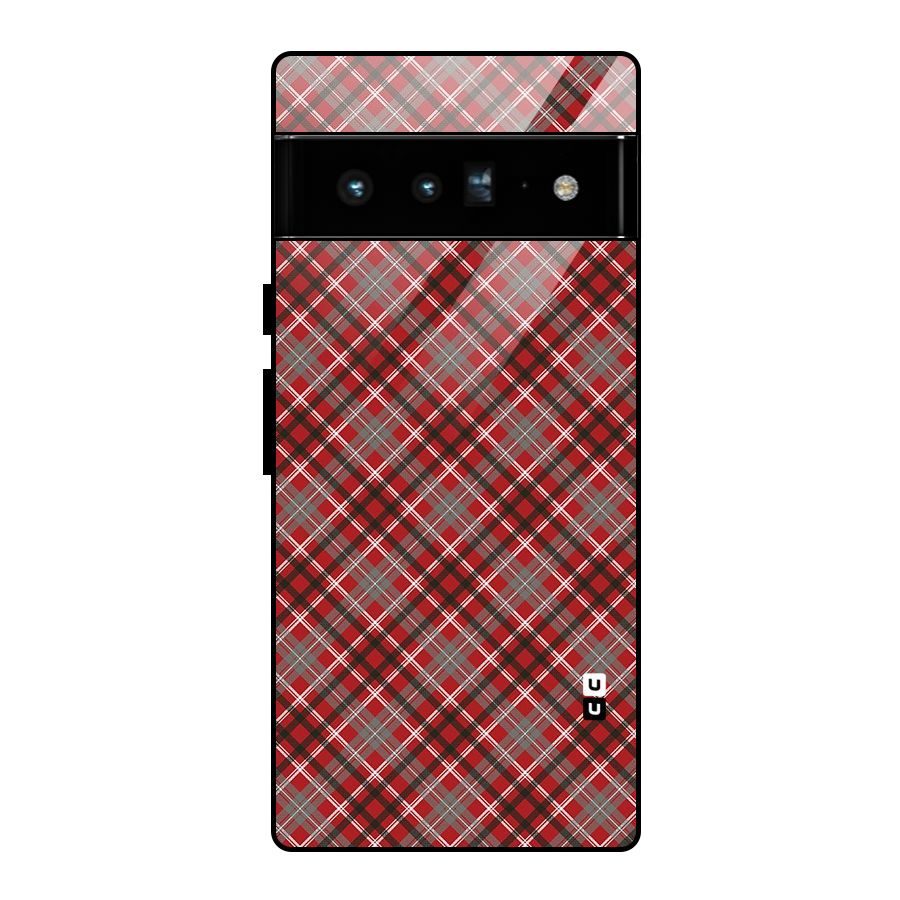 Textile Check Pattern Glass Back Case for Google Pixel 6 Pro