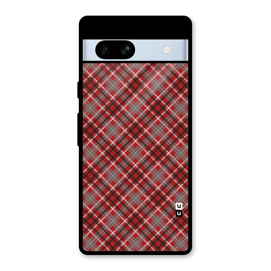 Textile Check Pattern Glass Back Case for Google Pixel 7a