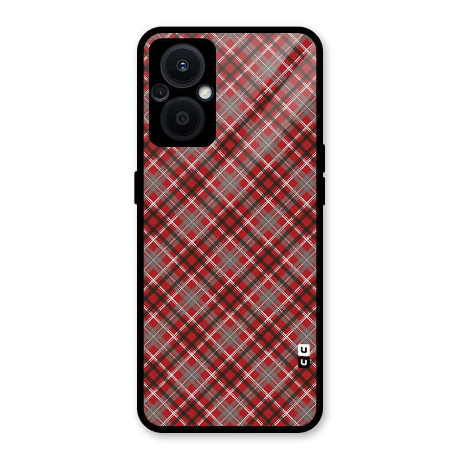 Textile Check Pattern Glass Back Case for Oppo F21s Pro 5G