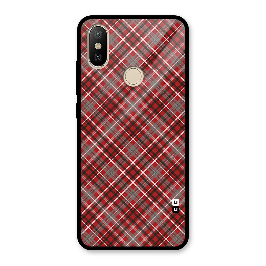 Textile Check Pattern Glass Back Case for Redmi A2