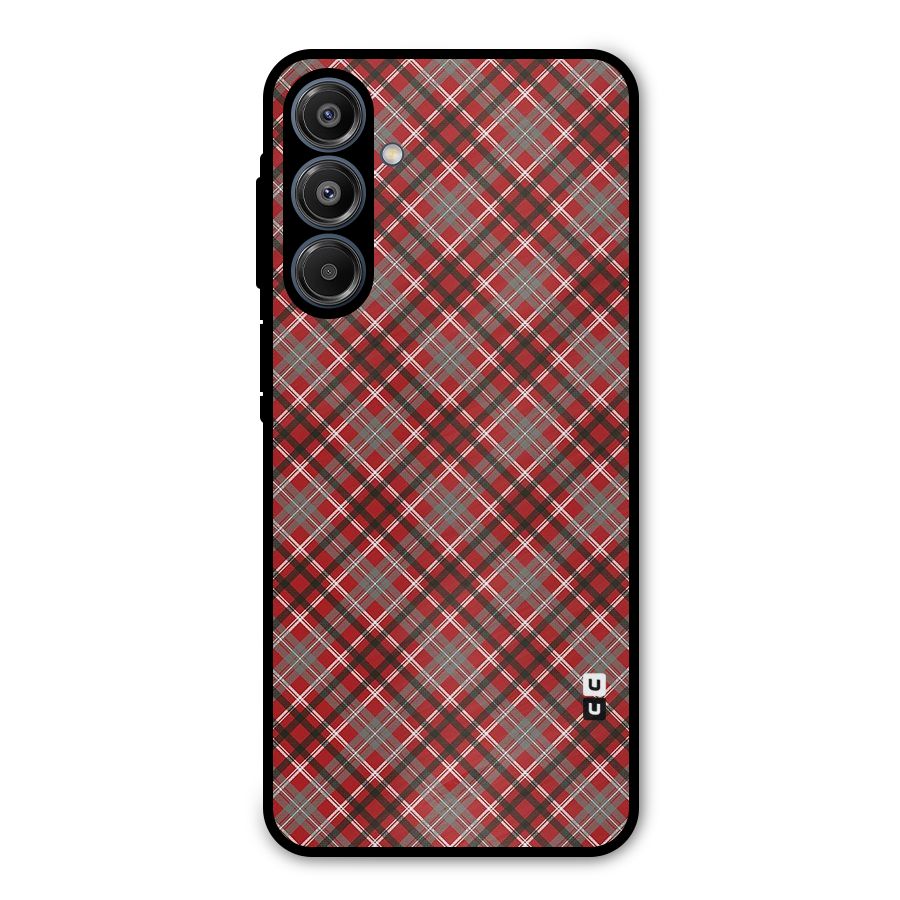 Textile Check Pattern Metal Back Case for Galaxy A16 5G