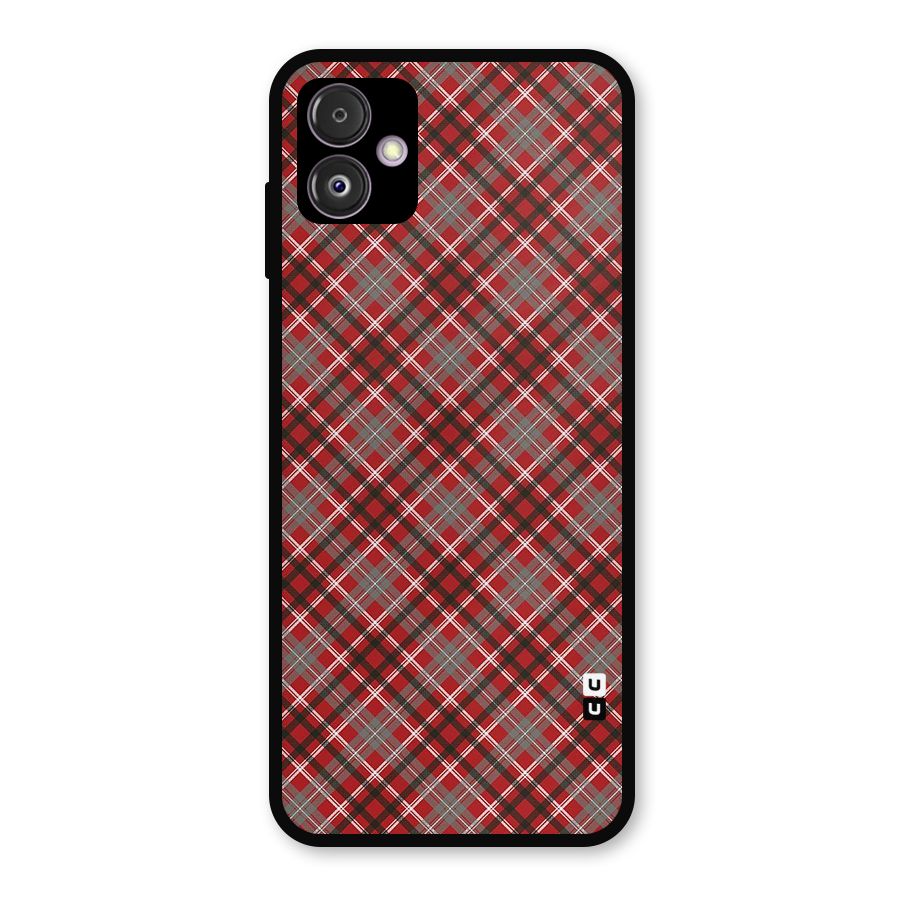 Textile Check Pattern Metal Back Case for Galaxy F14