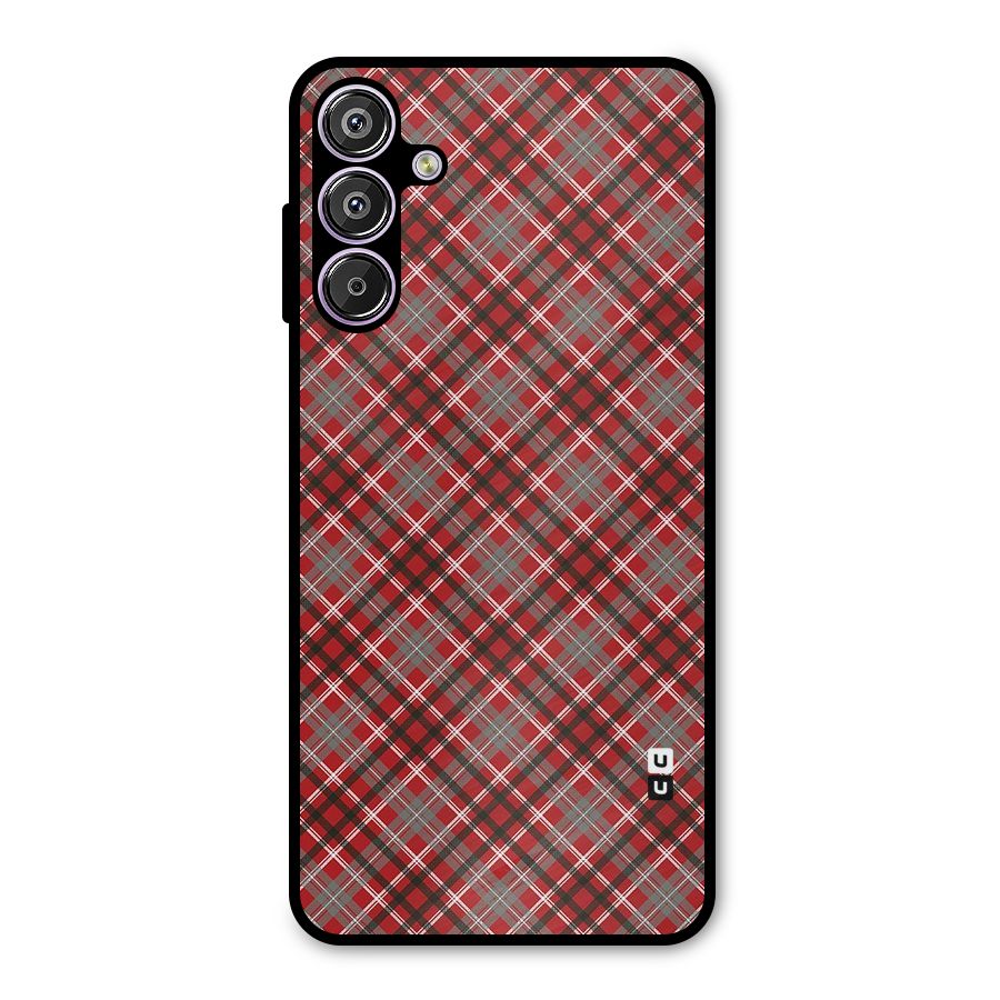 Textile Check Pattern Metal Back Case for Galaxy F15