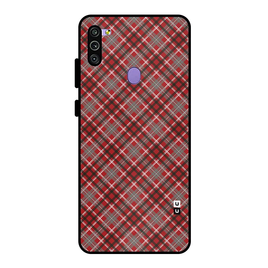 Textile Check Pattern Metal Back Case for Galaxy M11