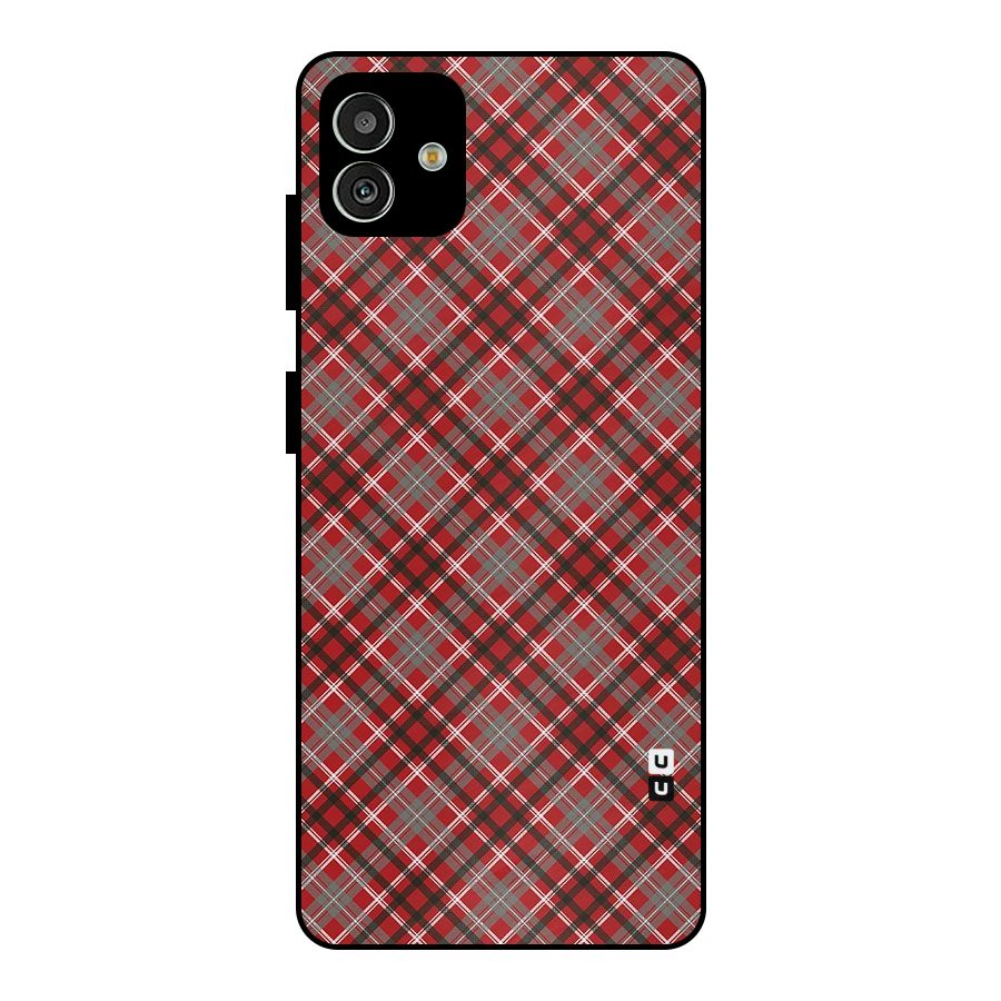 Textile Check Pattern Metal Back Case for Galaxy M13 5G