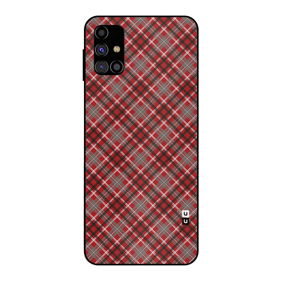 Textile Check Pattern Metal Back Case for Galaxy M31s