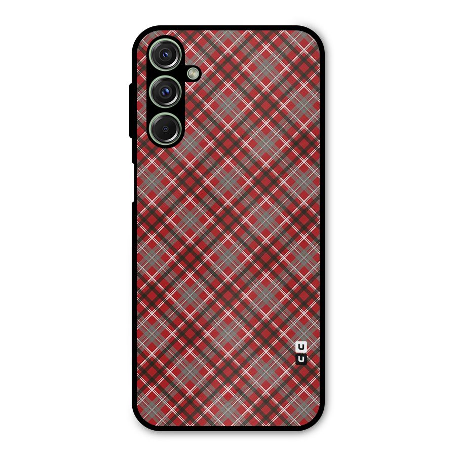 Textile Check Pattern Metal Back Case for Galaxy M34