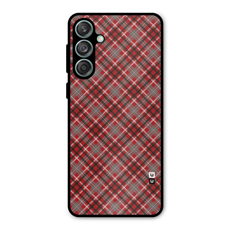 Textile Check Pattern Metal Back Case for Galaxy M55 5G