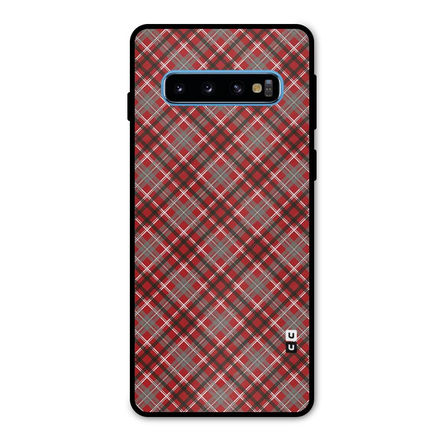 Textile Check Pattern Metal Back Case for Galaxy S10