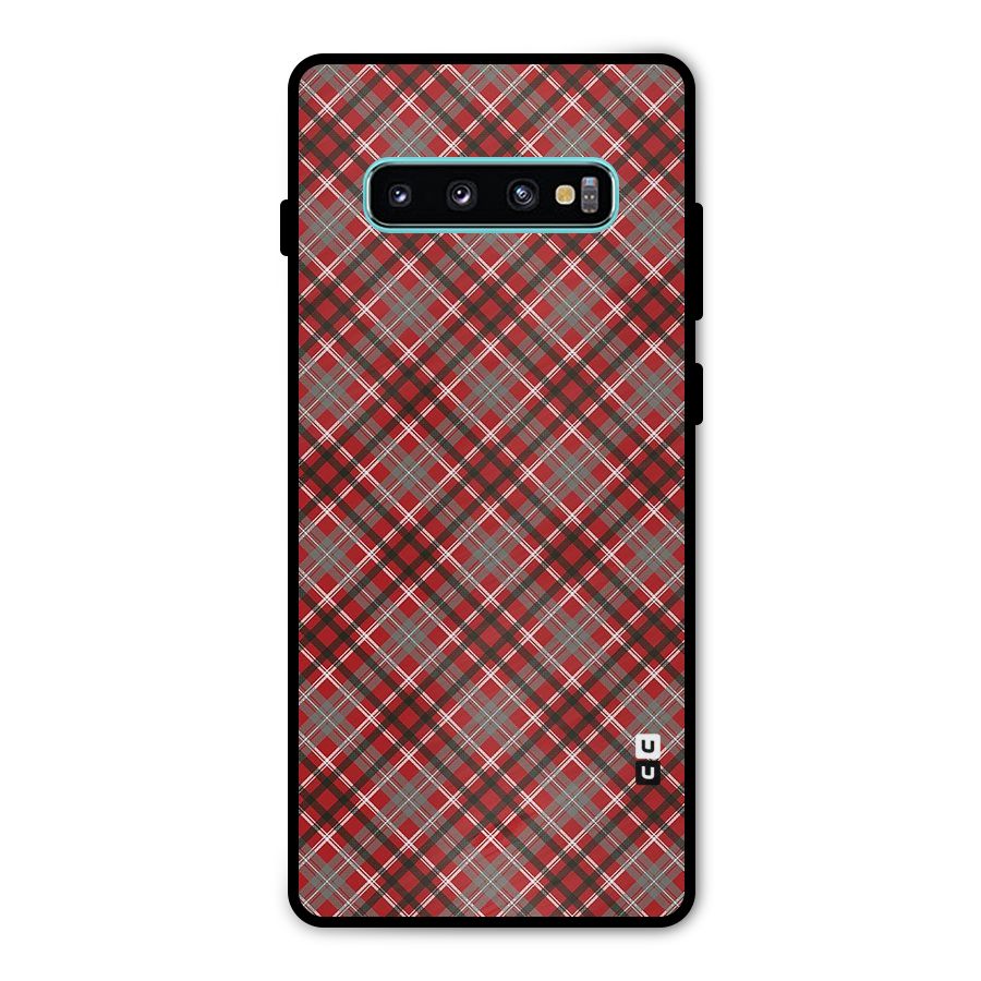 Textile Check Pattern Metal Back Case for Galaxy S10 Plus
