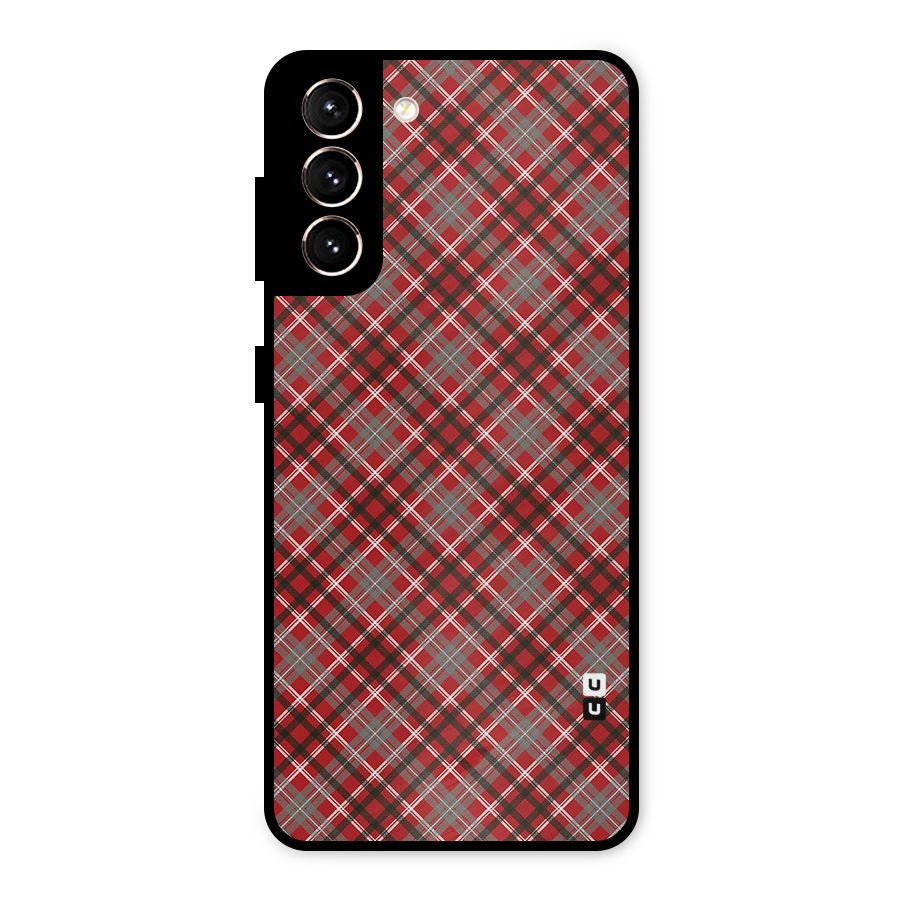 Textile Check Pattern Metal Back Case for Galaxy S21 5G