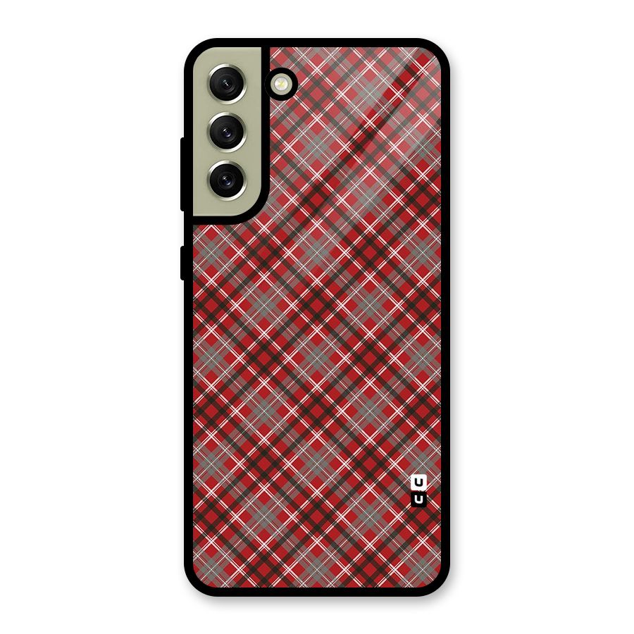 Textile Check Pattern Metal Back Case for Galaxy S21 FE 5G (2023)