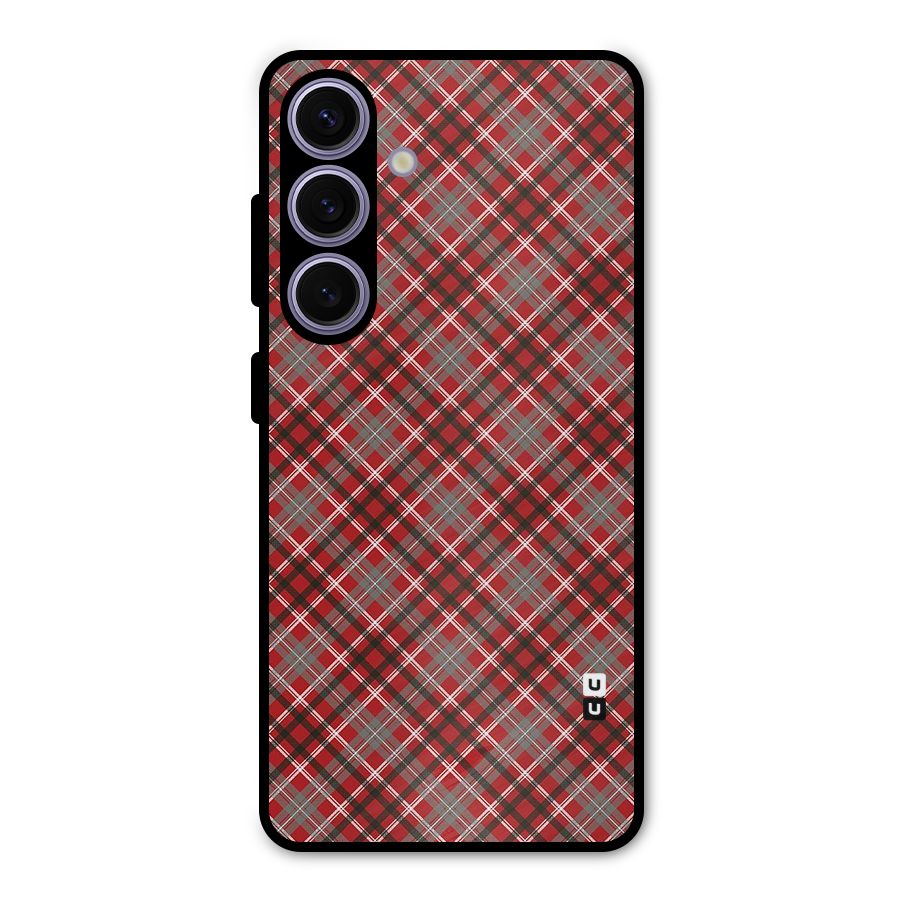 Textile Check Pattern Metal Back Case for Galaxy S24
