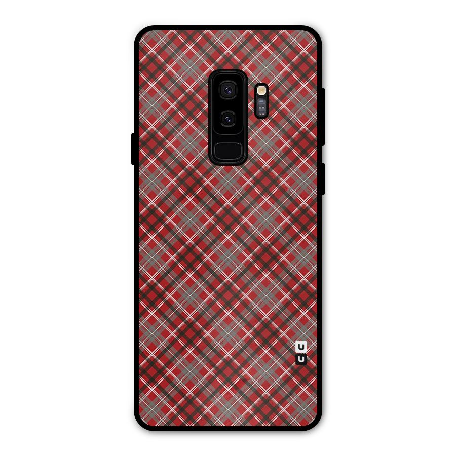 Textile Check Pattern Metal Back Case for Galaxy S9 Plus
