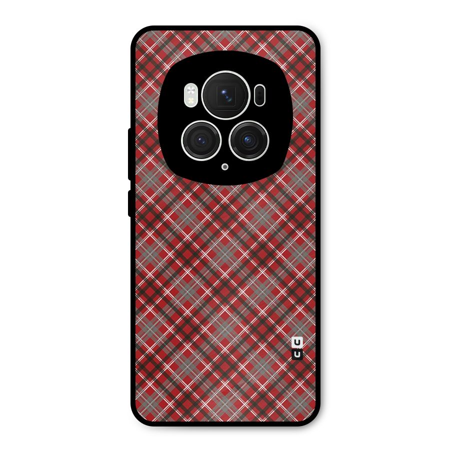 Textile Check Pattern Metal Back Case for Honor Magic6 Pro