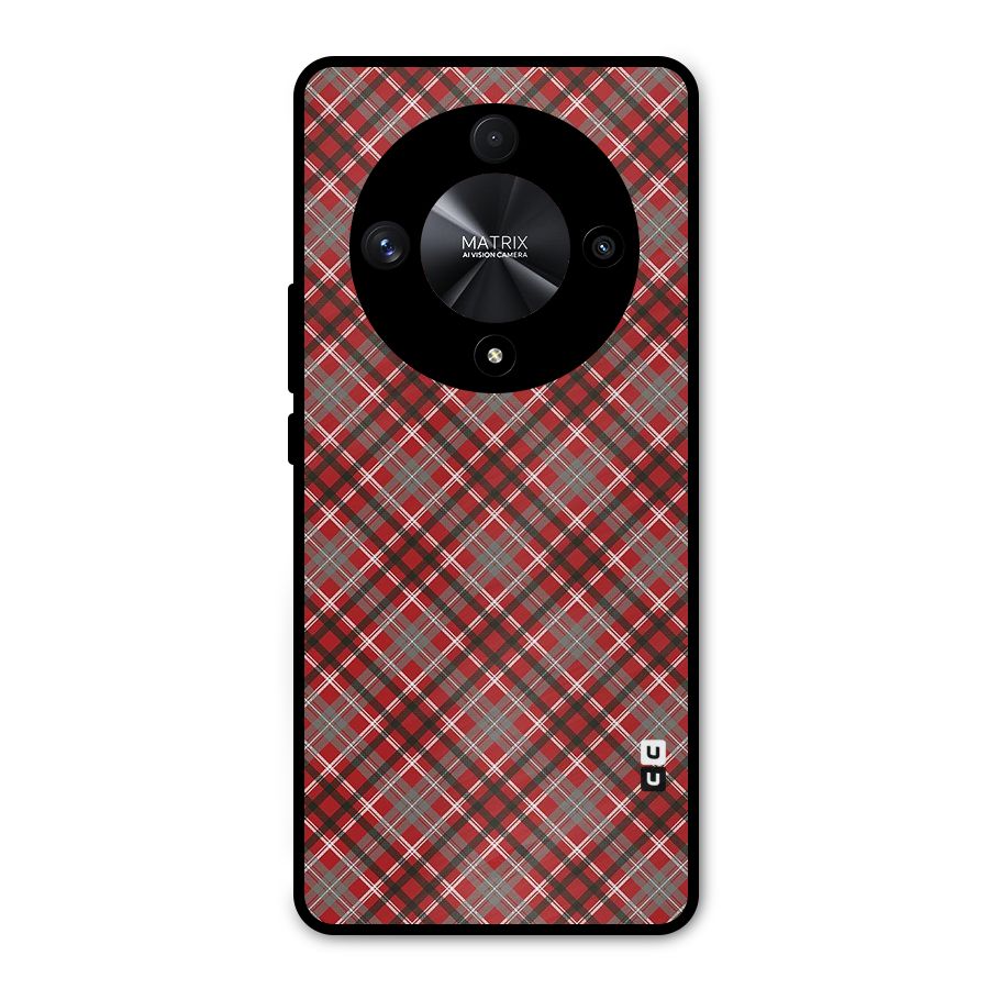 Textile Check Pattern Metal Back Case for Honor X9b