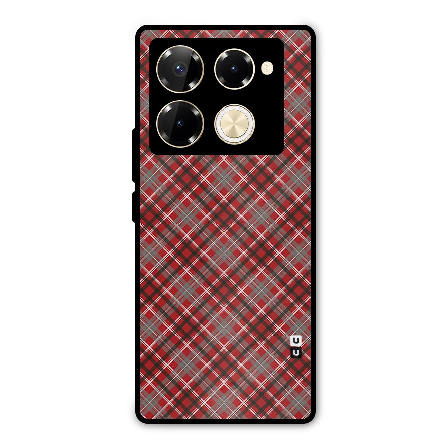 Textile Check Pattern Metal Back Case for Infinix Note 40 Pro Plus