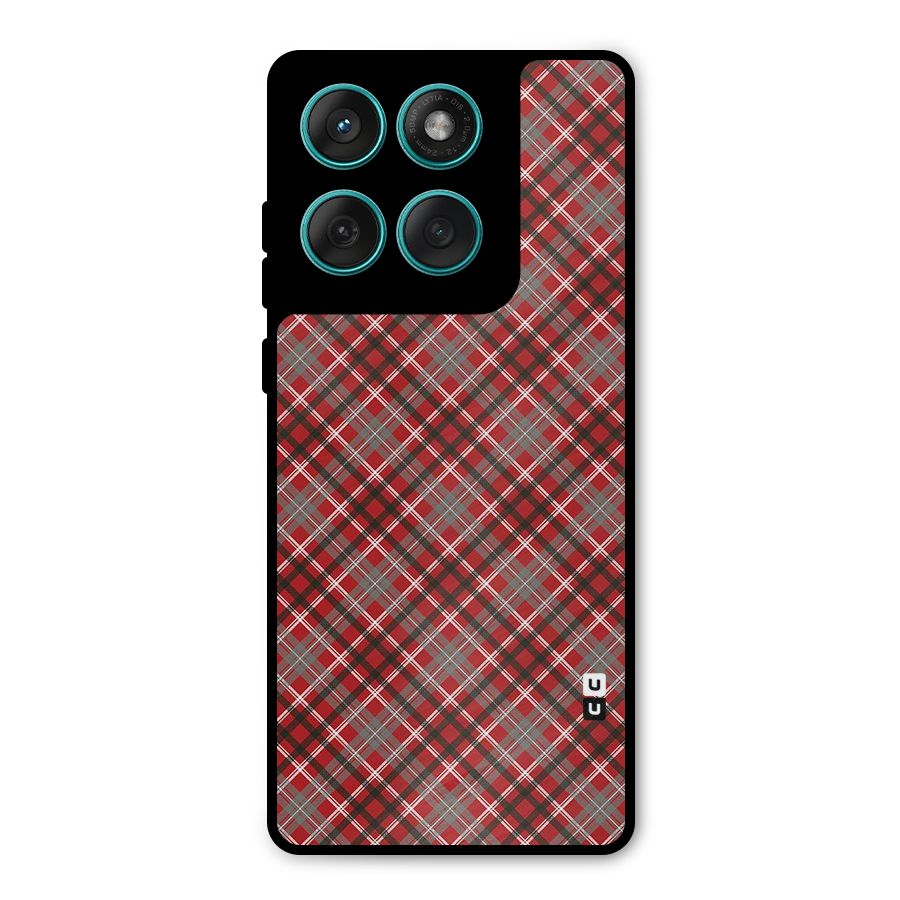 Textile Check Pattern Metal Back Case for Motorola Edge 60