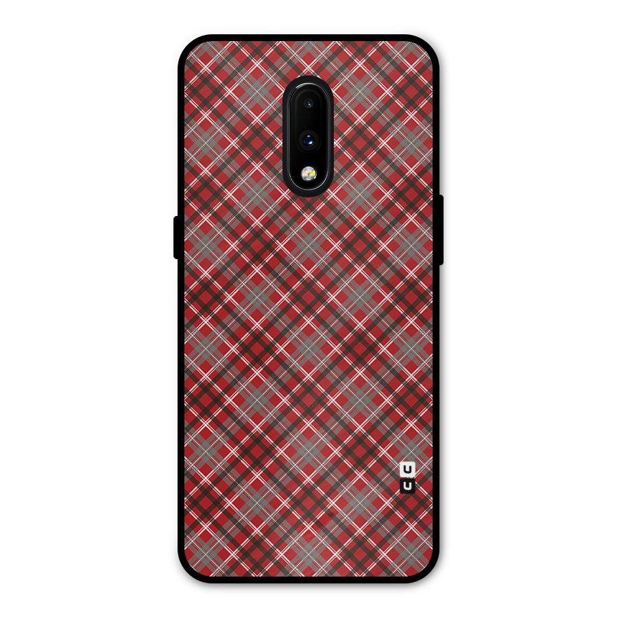 Textile Check Pattern Metal Back Case for OnePlus 7