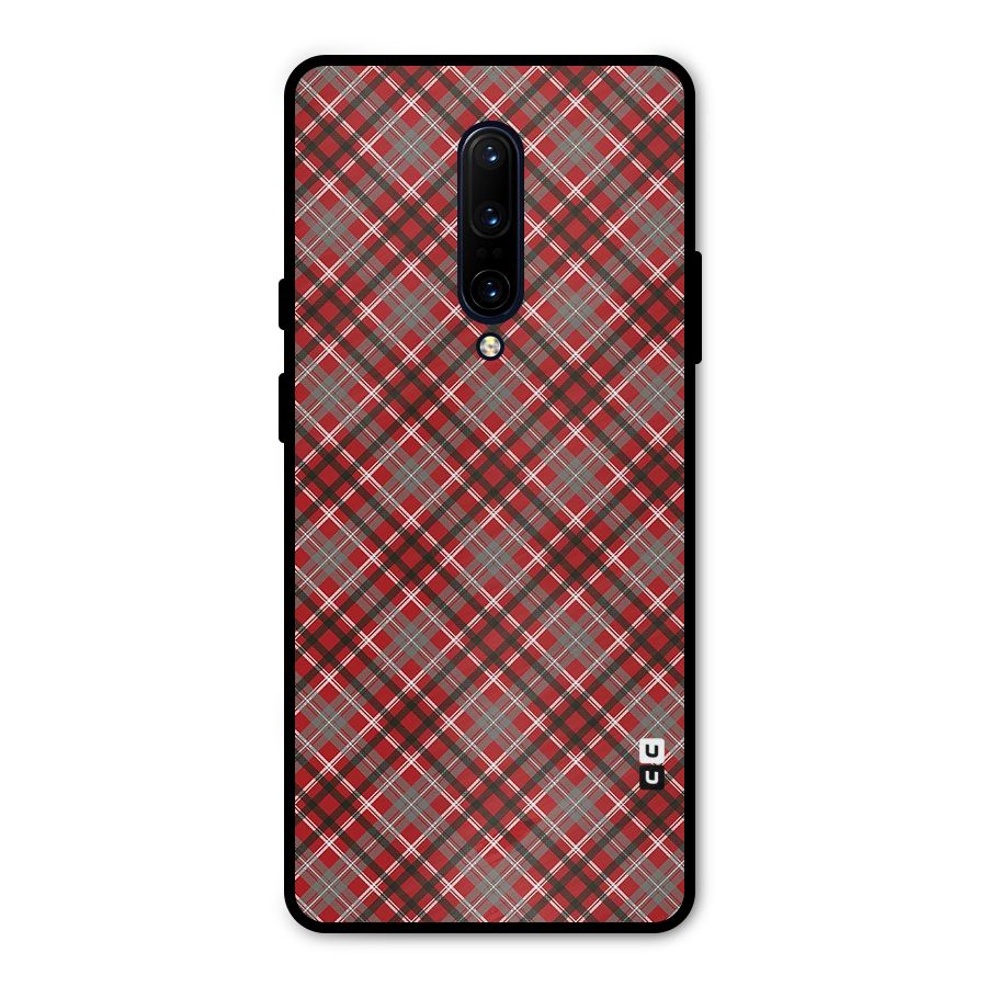 Textile Check Pattern Metal Back Case for OnePlus 7 Pro