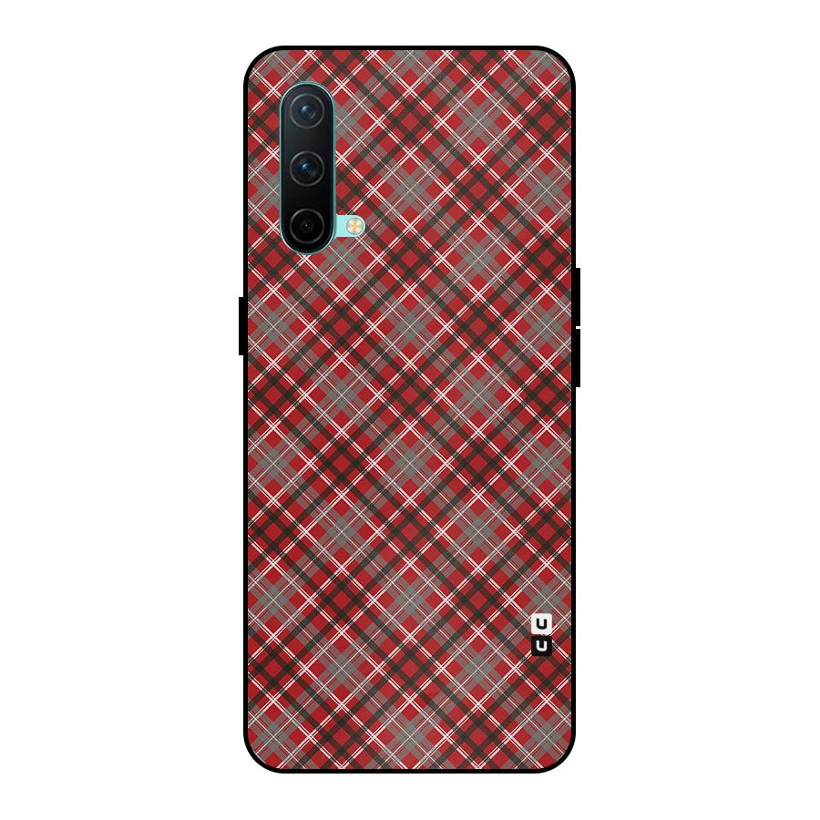 Textile Check Pattern Metal Back Case for OnePlus Nord CE 5G