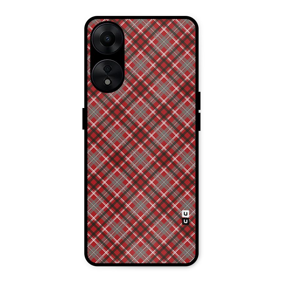 Textile Check Pattern Metal Back Case for Oppo A78 5G