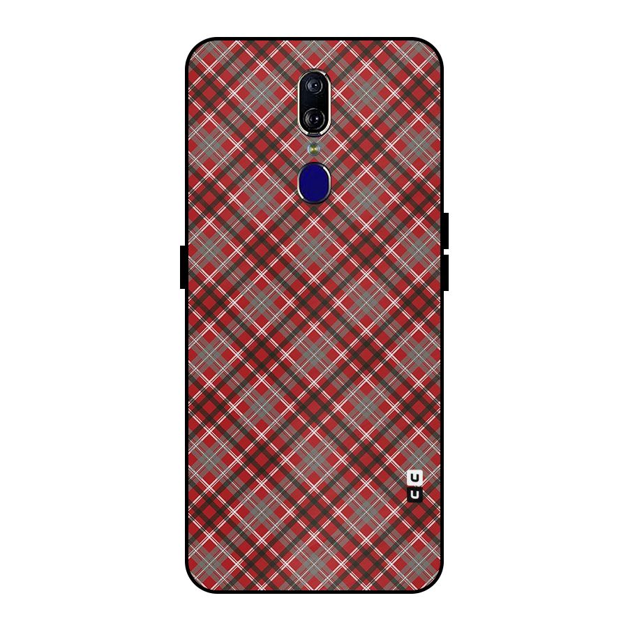Textile Check Pattern Metal Back Case for Oppo F11