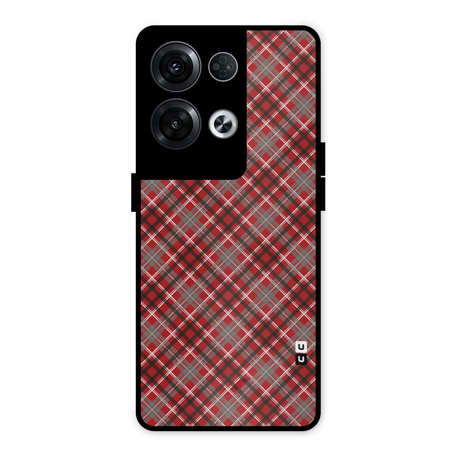 Textile Check Pattern Metal Back Case for Oppo Reno8 Pro 5G