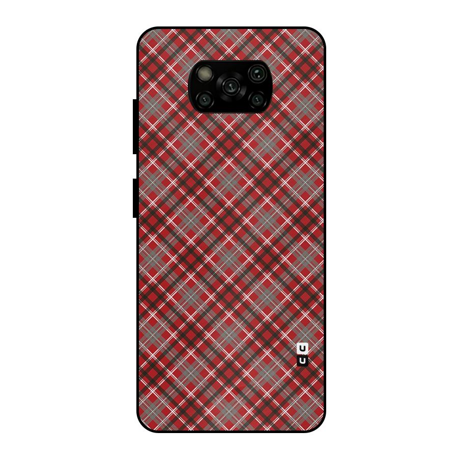 Textile Check Pattern Metal Back Case for Poco X3