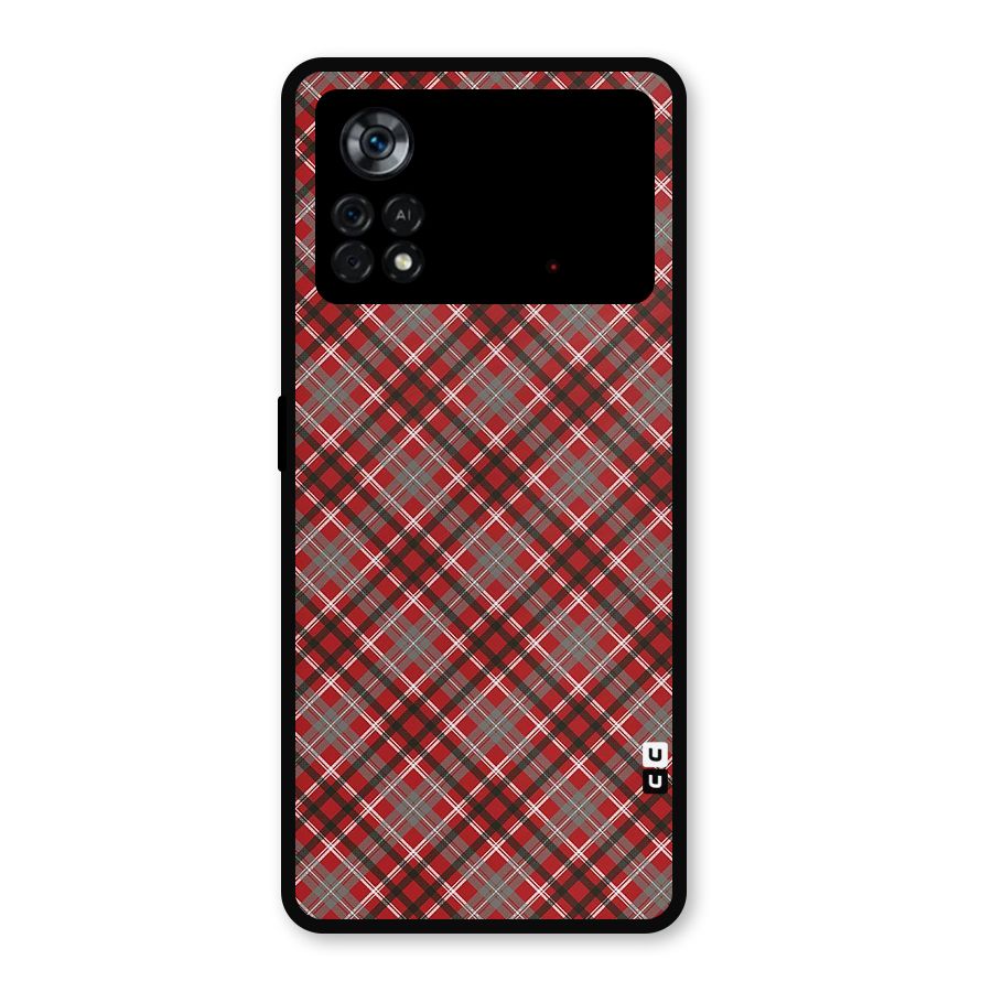 Textile Check Pattern Metal Back Case for Poco X4 Pro 5G