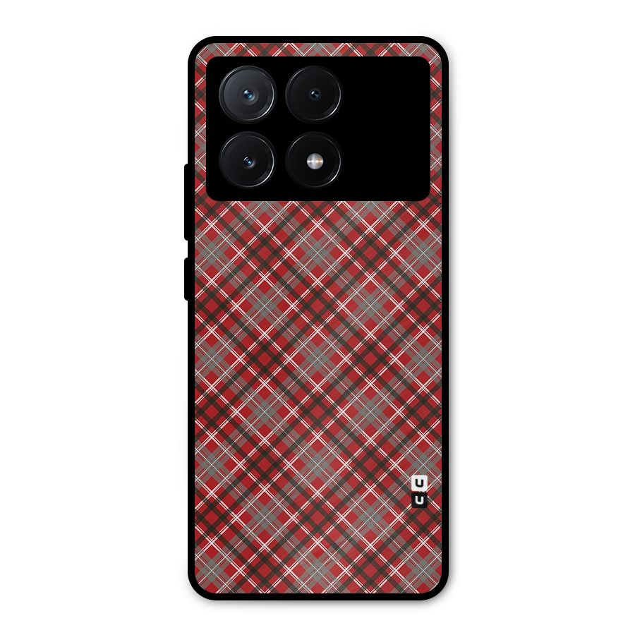 Textile Check Pattern Metal Back Case for Poco X6 Pro