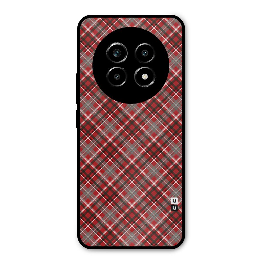 Textile Check Pattern Metal Back Case for Realme 13 Pro