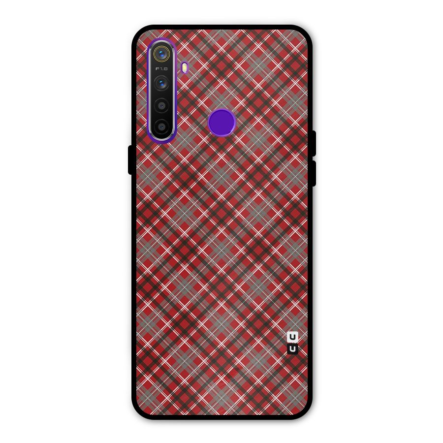 Textile Check Pattern Metal Back Case for Realme 5i