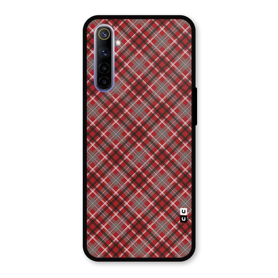 Textile Check Pattern Metal Back Case for Realme 6