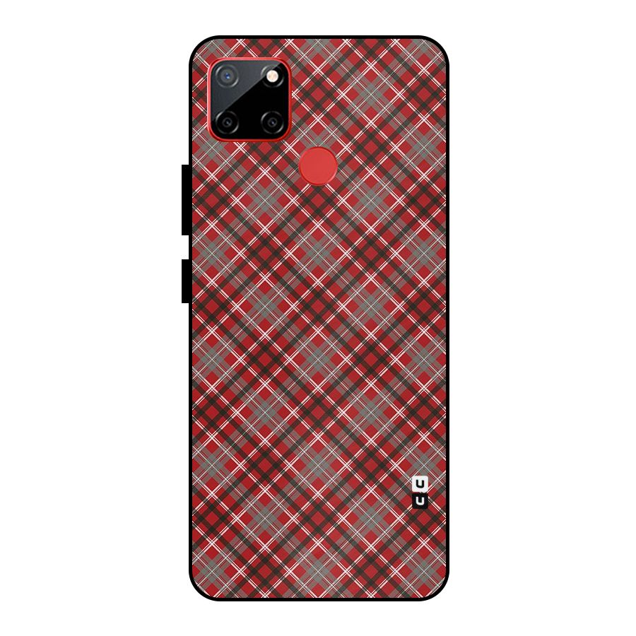 Textile Check Pattern Metal Back Case for Realme C12