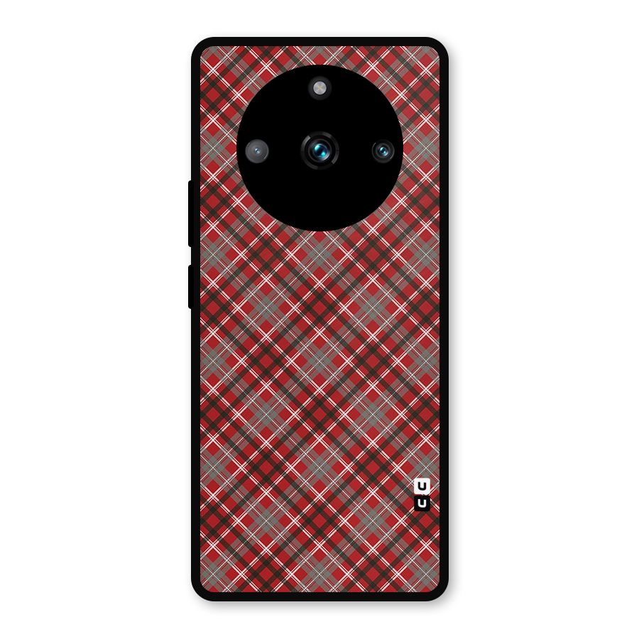Textile Check Pattern Metal Back Case for Realme Narzo 60 Pro