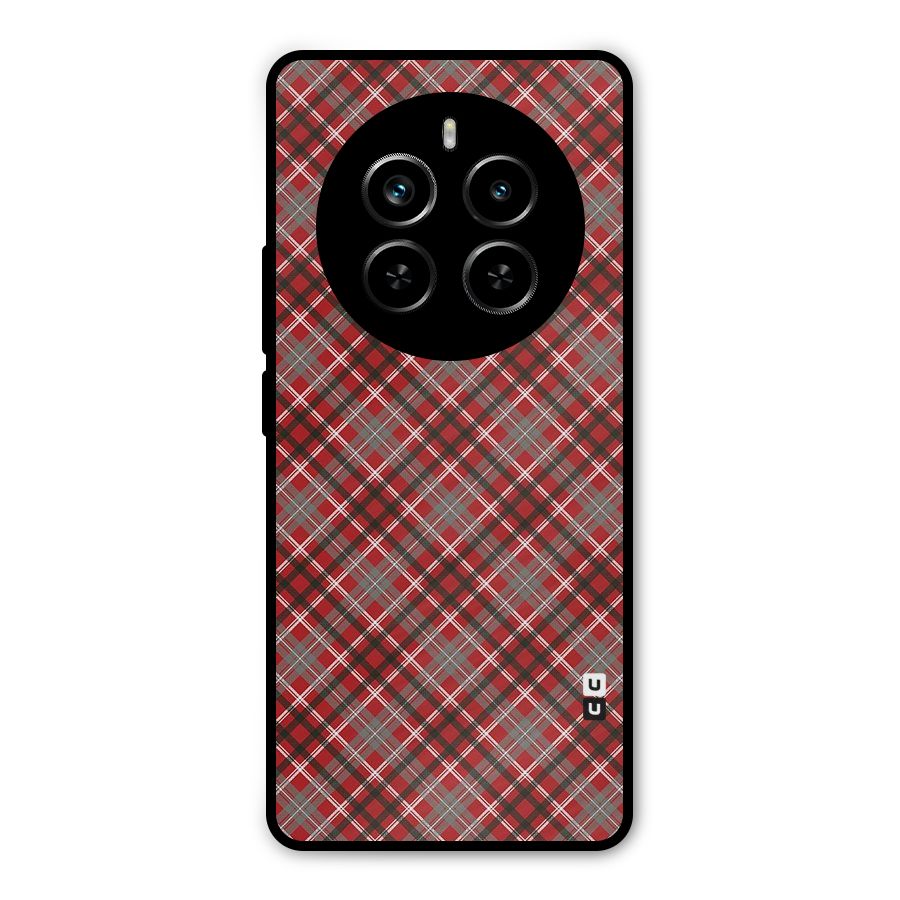 Textile Check Pattern Metal Back Case for Realme P1 Pro