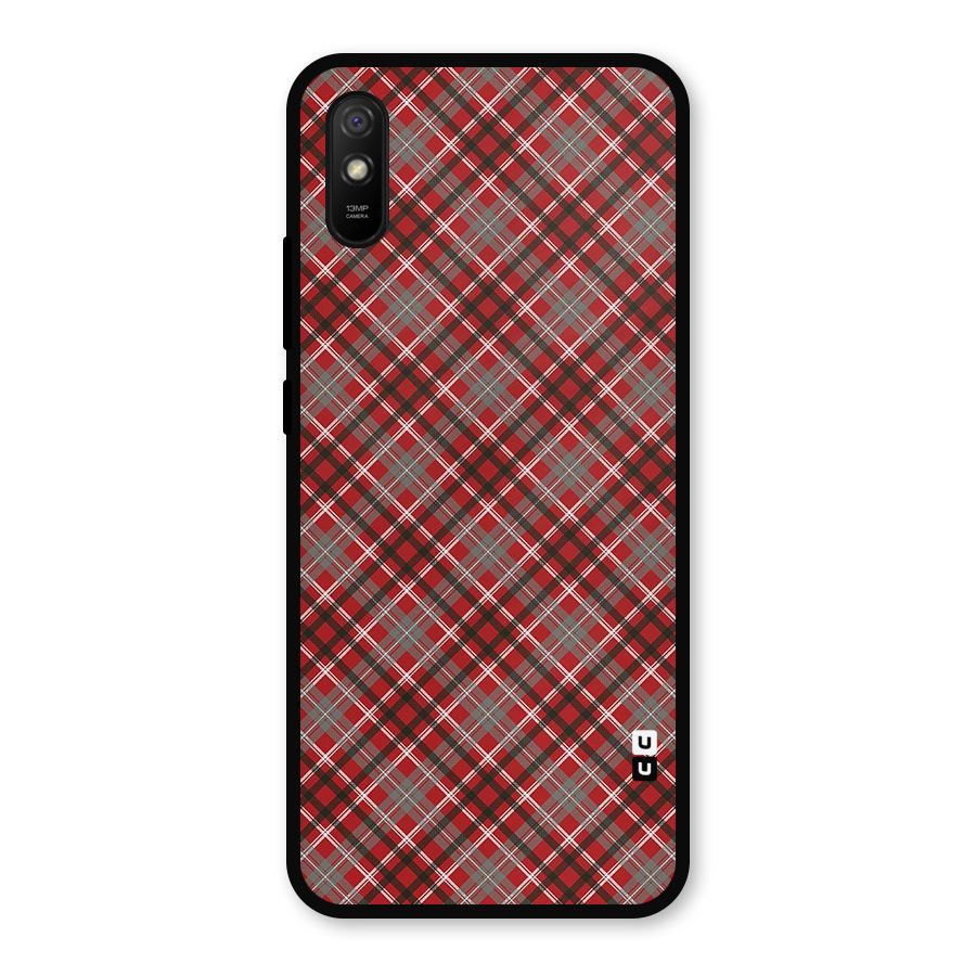 Textile Check Pattern Metal Back Case for Redmi 9i