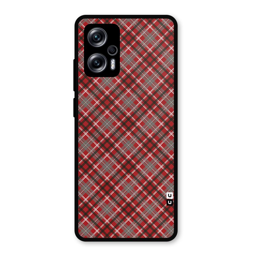 Textile Check Pattern Metal Back Case for Redmi K50i