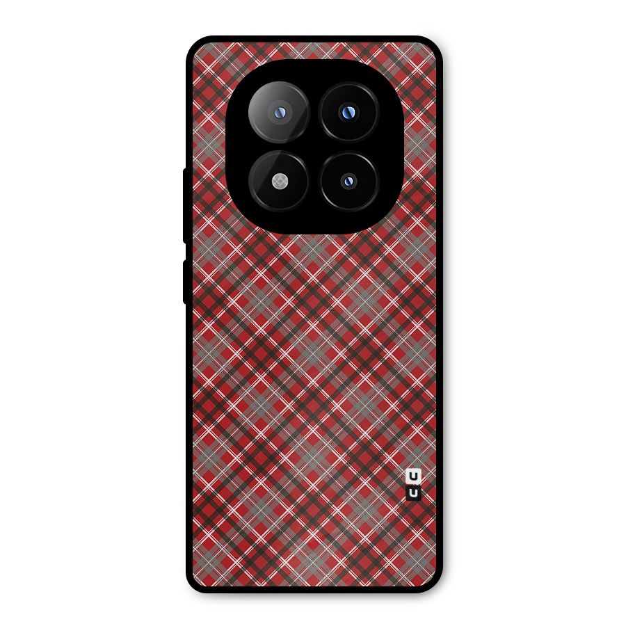 Textile Check Pattern Metal Back Case for Redmi Note 14 Pro Plus 5G
