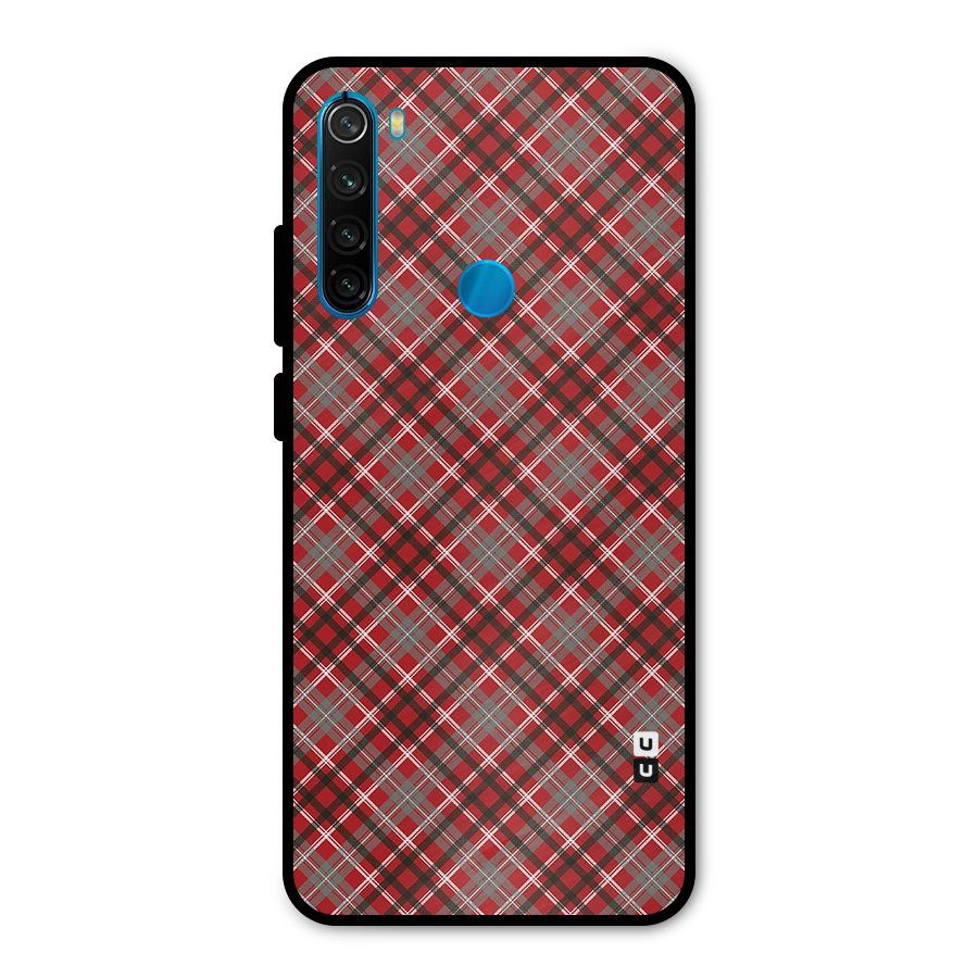 Textile Check Pattern Metal Back Case for Redmi Note 8