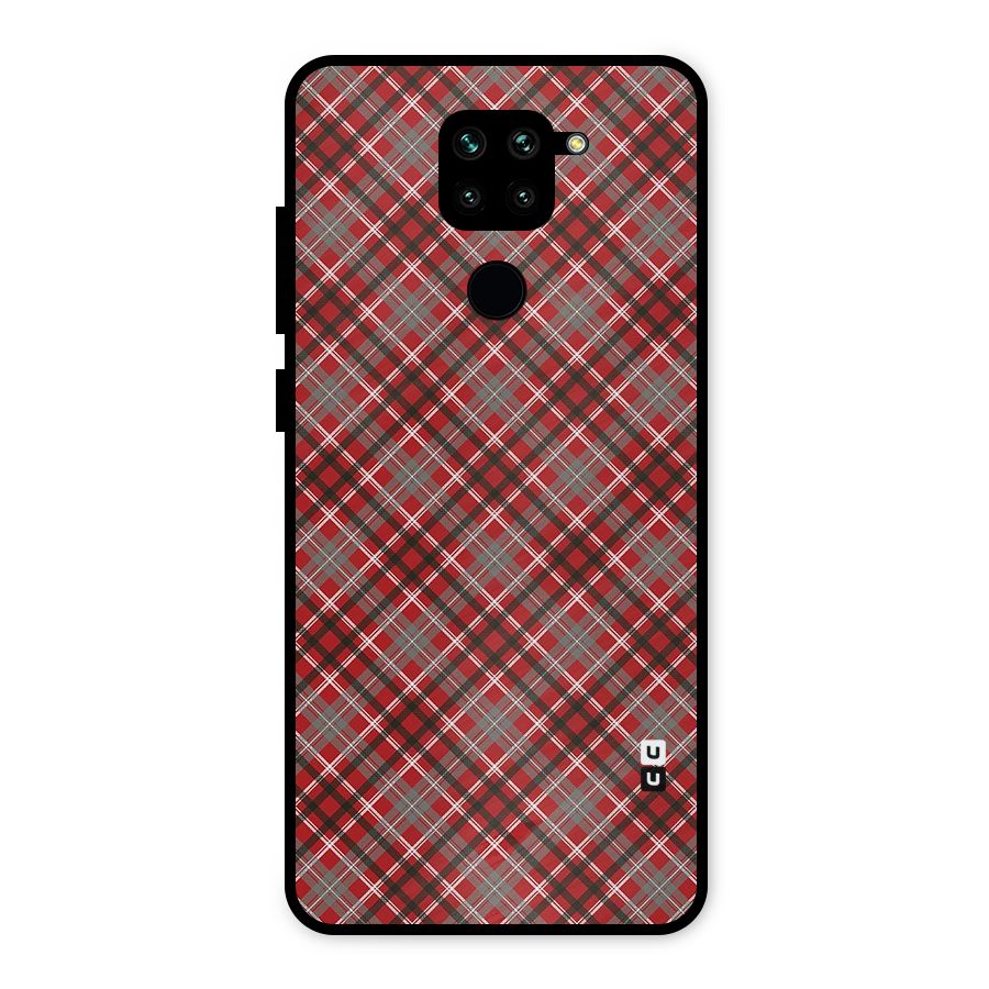 Textile Check Pattern Metal Back Case for Redmi Note 9