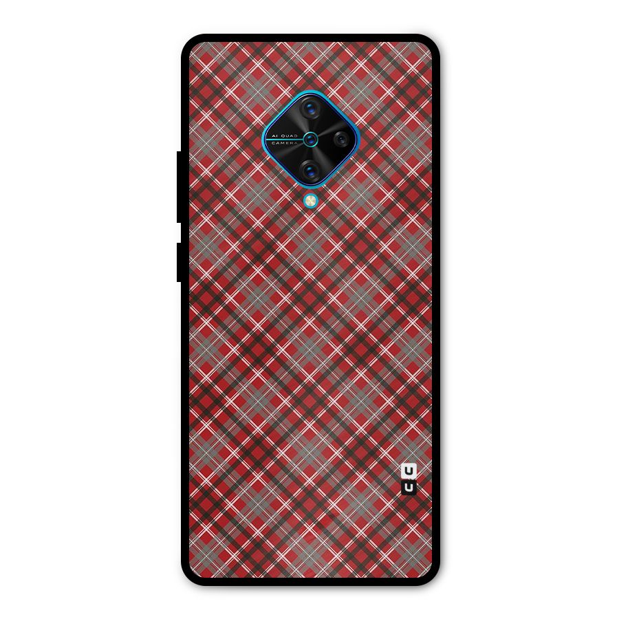 Textile Check Pattern Metal Back Case for Vivo S1 Pro