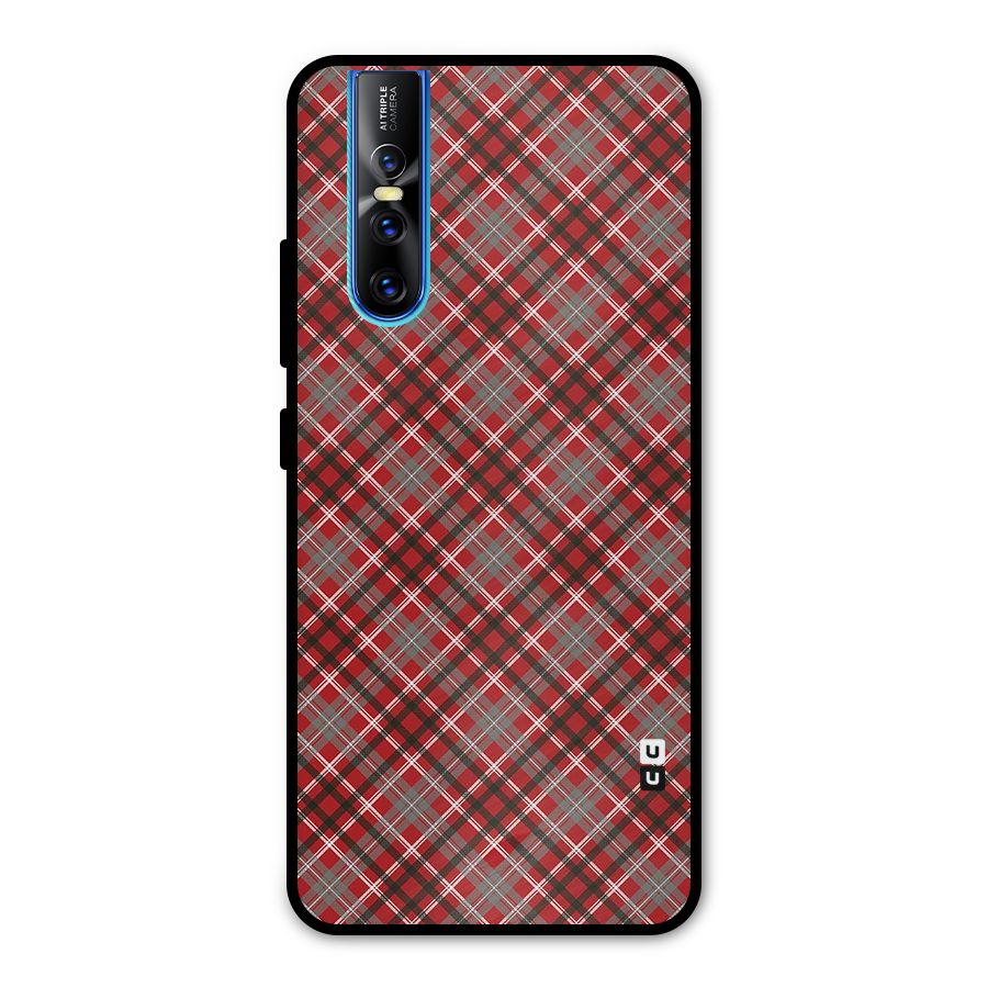 Textile Check Pattern Metal Back Case for Vivo V15 Pro