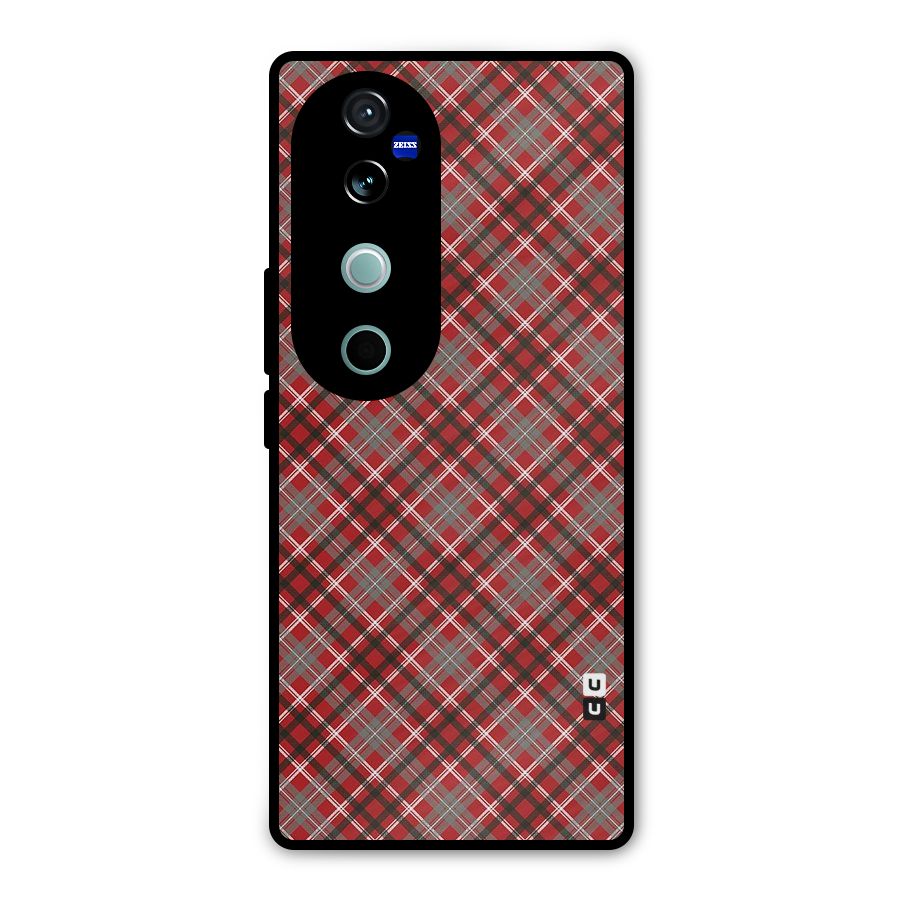 Textile Check Pattern Metal Back Case for Vivo V40