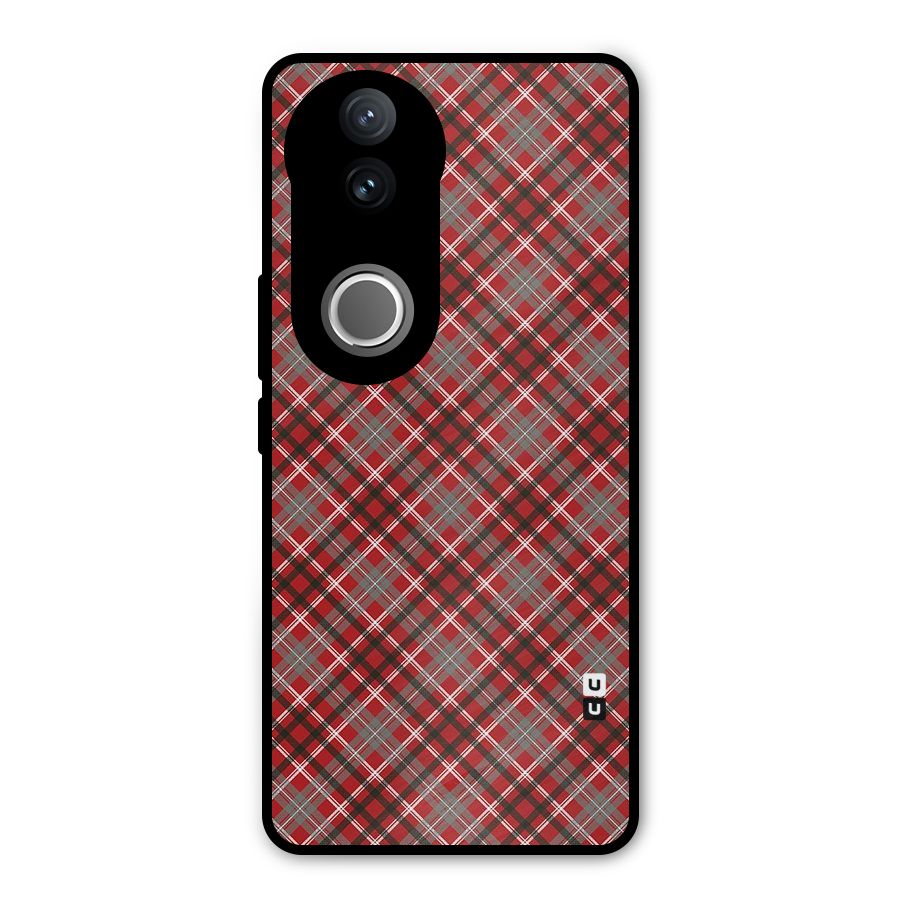 Textile Check Pattern Metal Back Case for Vivo V50