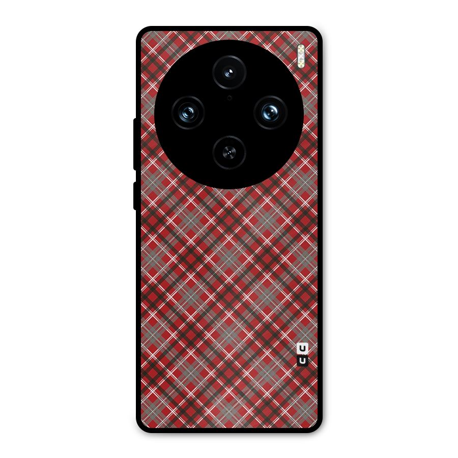 Textile Check Pattern Metal Back Case for Vivo X100 Pro