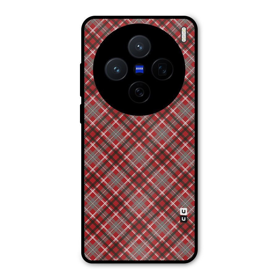 Textile Check Pattern Metal Back Case for Vivo X200