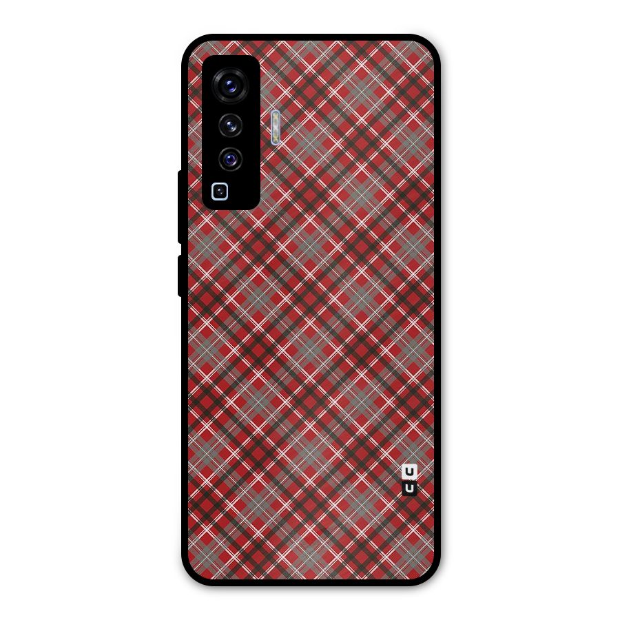 Textile Check Pattern Metal Back Case for Vivo X50
