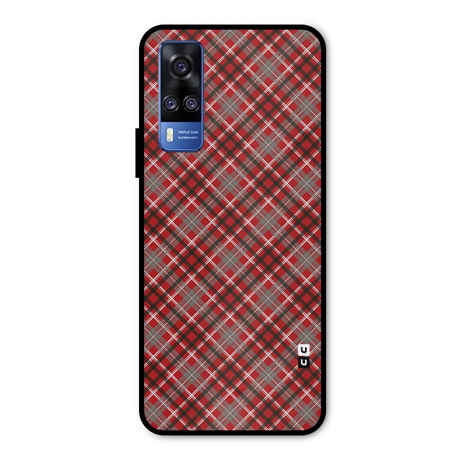 Textile Check Pattern Metal Back Case for Vivo Y51A
